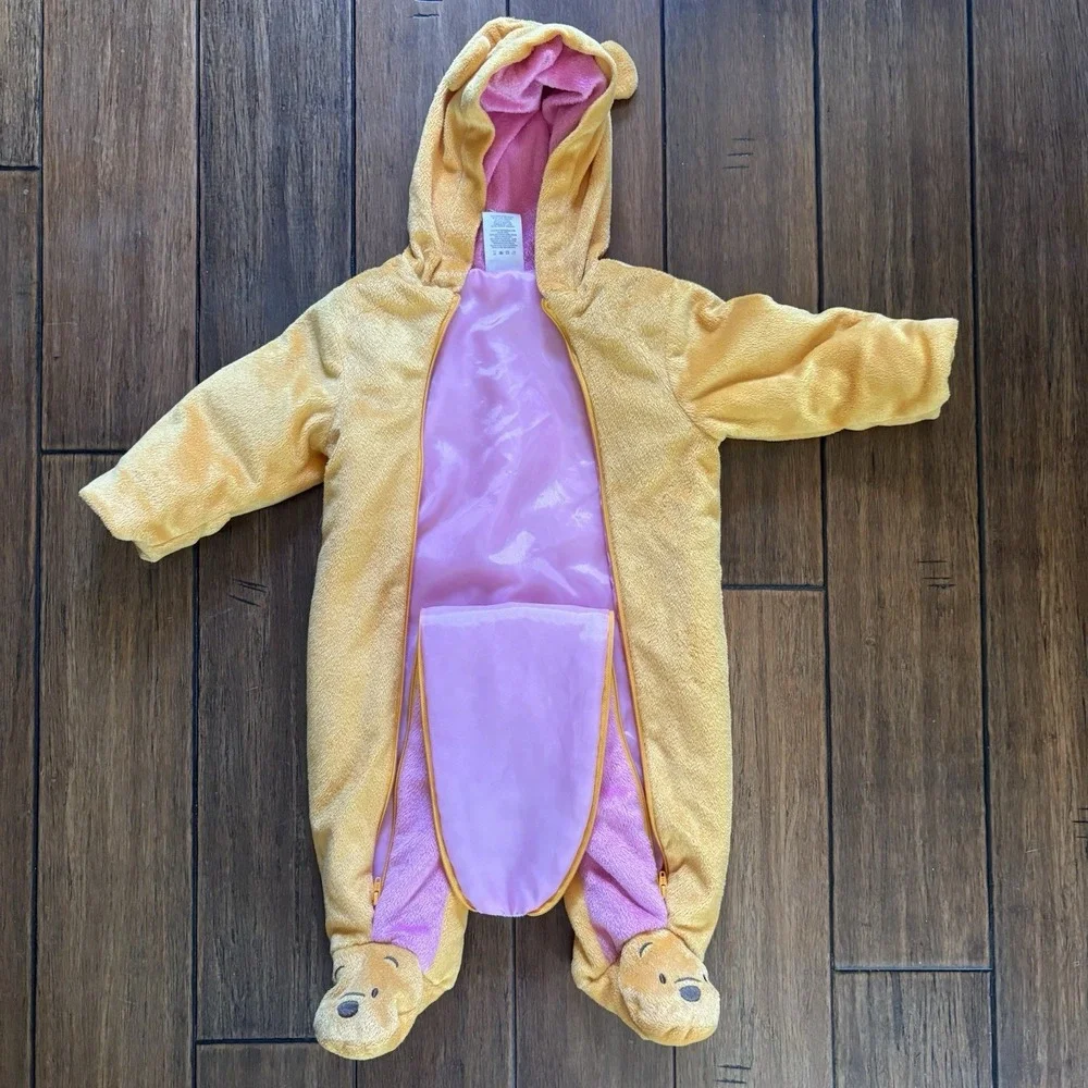 Disney Winnie The Pooh Hooded Bunting Snowsuit Footed 6-9 Months Yellow Pink